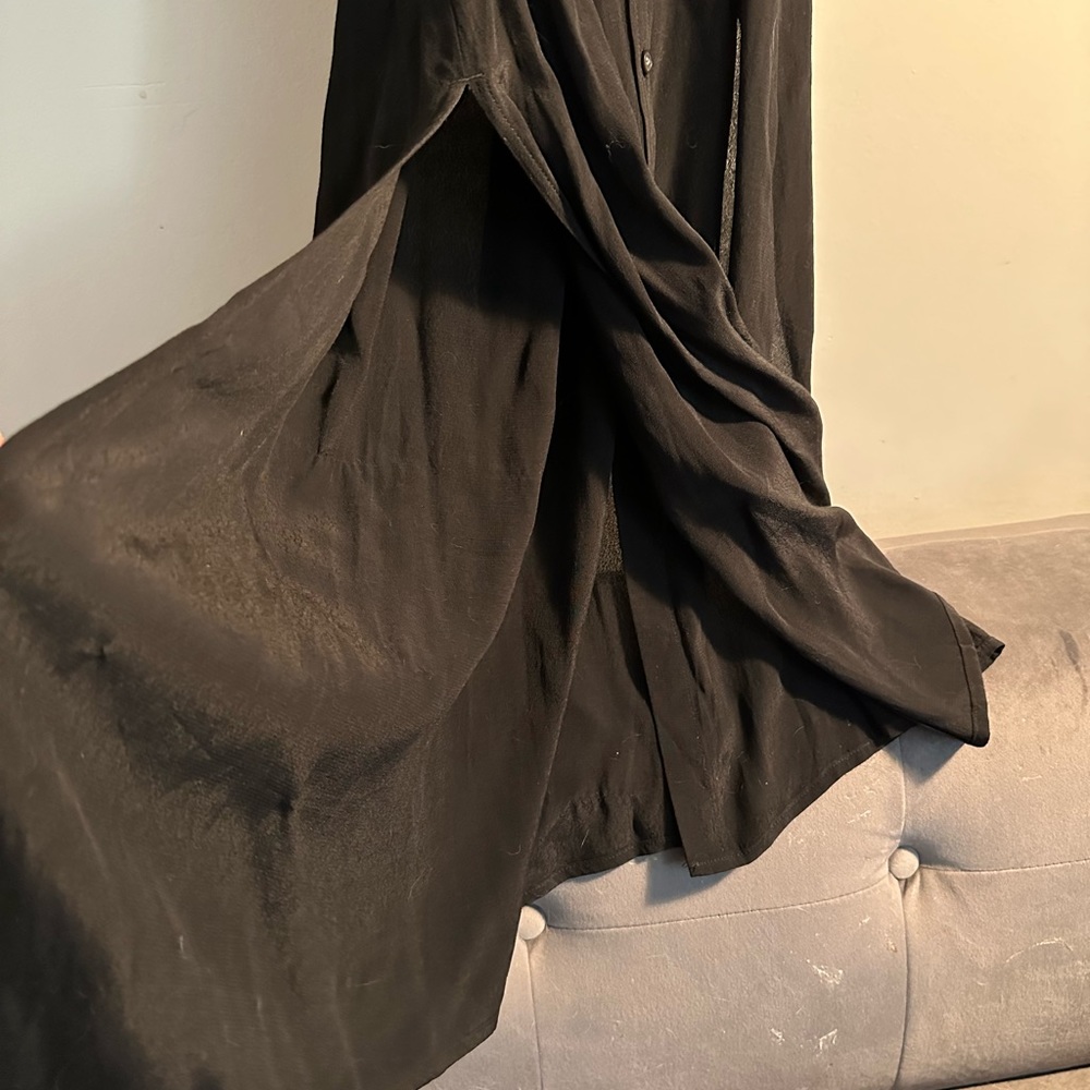 Gap Sz S NWT sleeveless maxi-length shirt dress in black rayon, full button - Picture 6 of 12